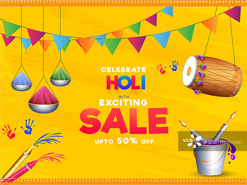 用激动人心的促销海报设计庆祝洒红节图片素材