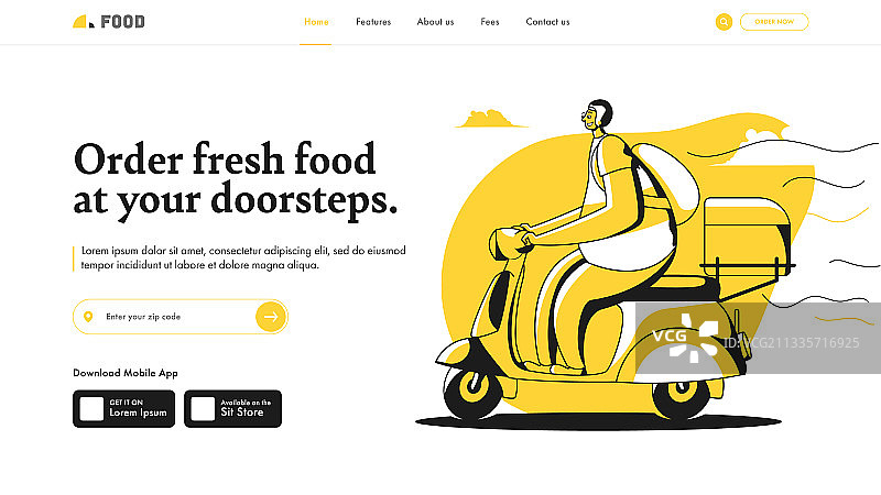 配送员骑行着陆页设计图片素材