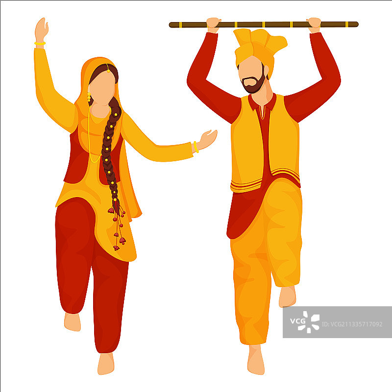 锡克教或旁遮普夫妇跳Bhangra舞图片素材