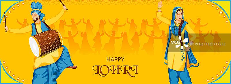 旁遮普邦人跳邦格拉舞，演奏多尔鼓图片素材