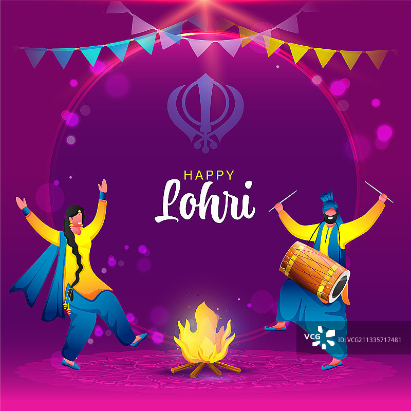 快乐的旁遮普男女跳着邦拉舞图片素材