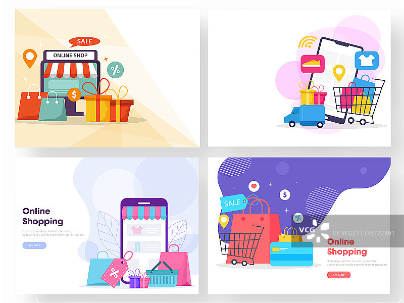 基于在线购物理念的网页模板图片素材