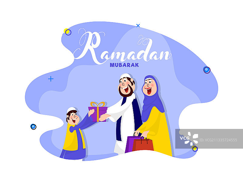 穆斯林男女互赠礼盒图片素材