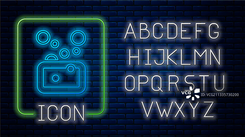 发光霓虹灯肥皂图标（砖）图片素材