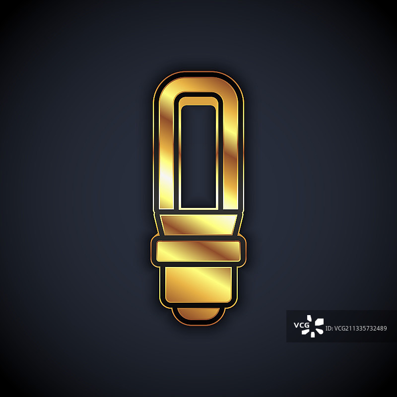 黑色背景上的金色LED灯泡图标图片素材