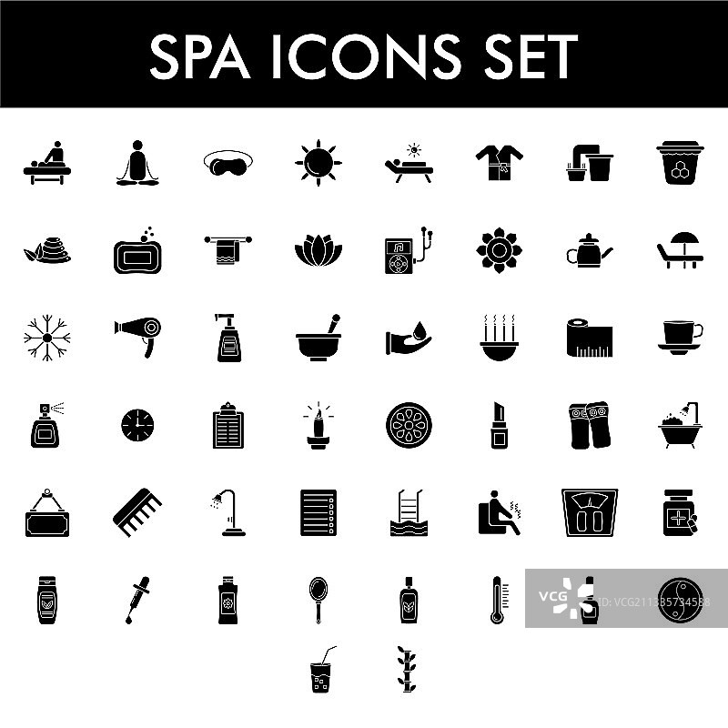 白色背景上的水疗图标图片素材