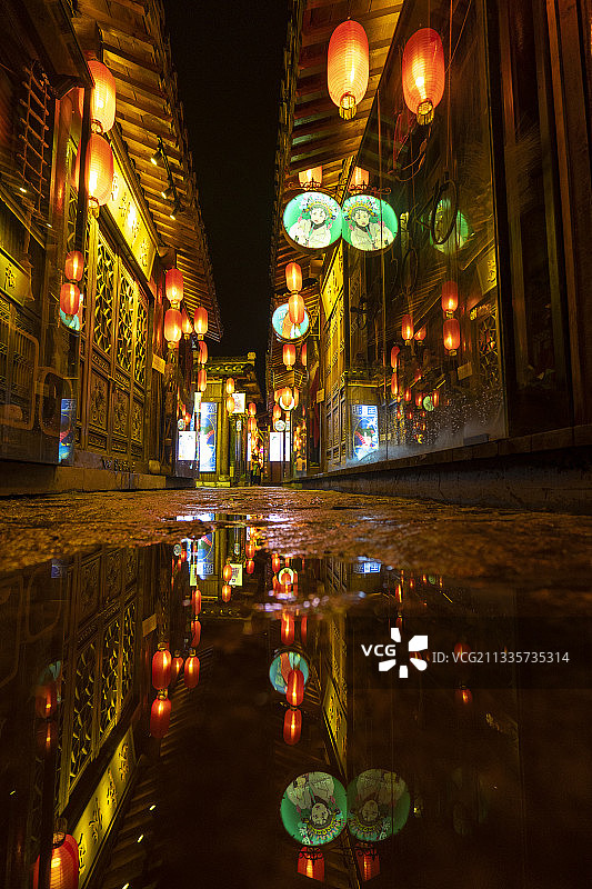 千华古村 古镇夜景图片素材