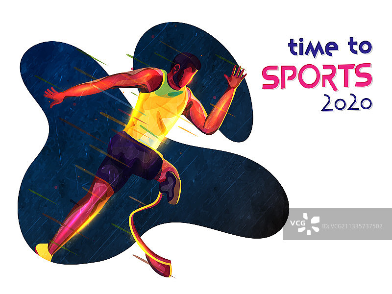 灯光效果下的匿名残疾男子跑步图片素材