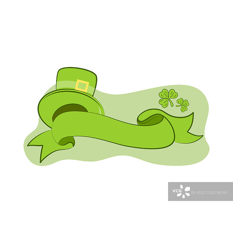 带有小妖精帽子的空旷绿色丝带图片素材