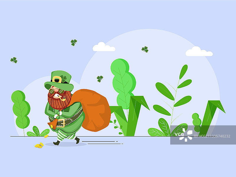 卡通小矮妖男人扛着麻袋图片素材