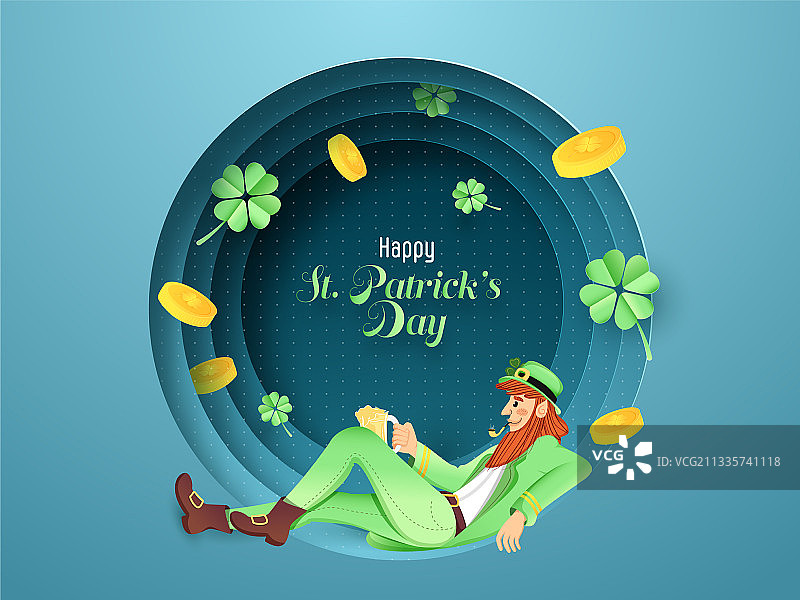 坐拥金币的矮胖烟民图片素材