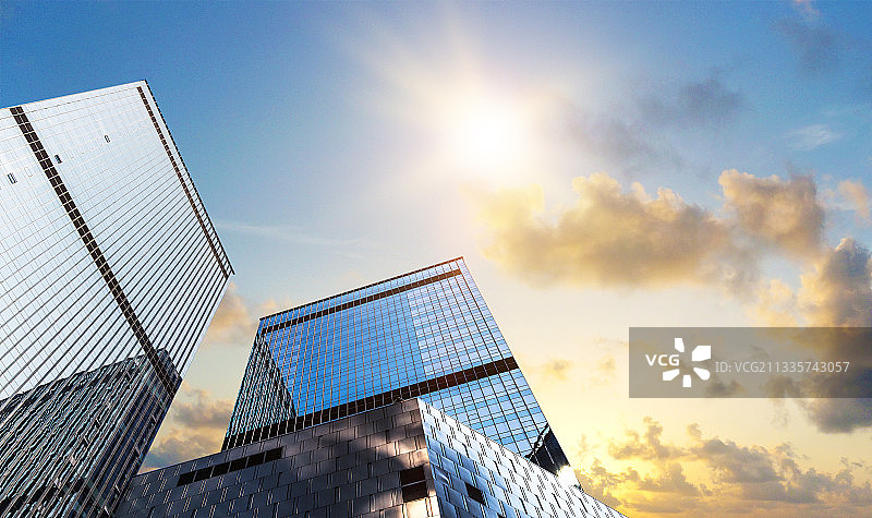 烈日下的商业写字楼图片素材