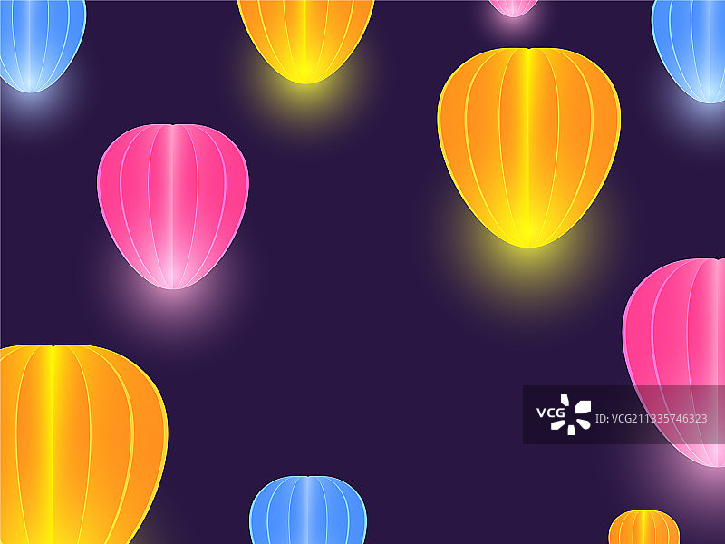 装饰着彩色纸灯笼图片素材