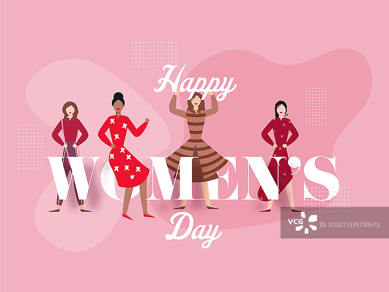 粉红色背景上不同姿势的美丽强壮女孩图片素材