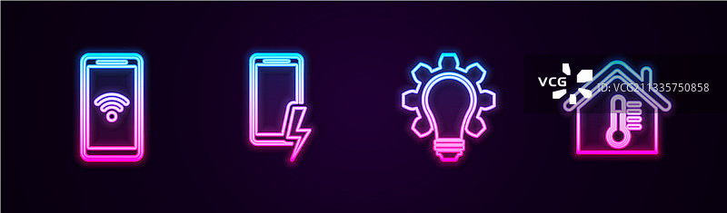 Wi-Fi无线充电手机线性图标图片素材