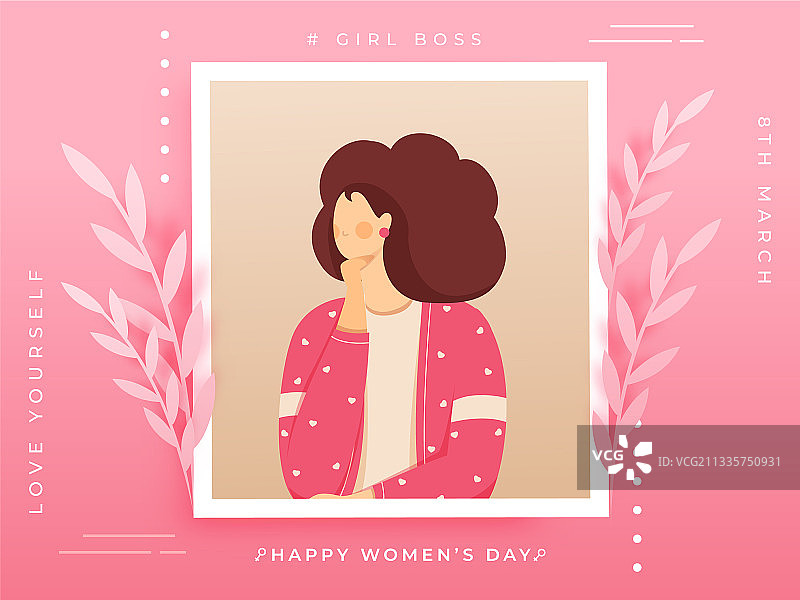 卡通女人肖像或相框图片素材