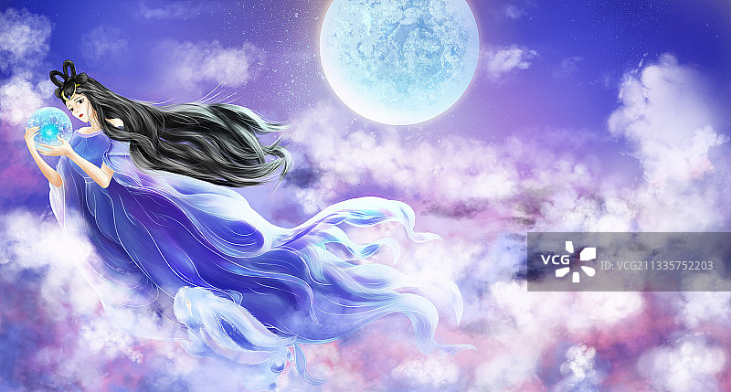 嫦娥奔月唯美场景图片素材