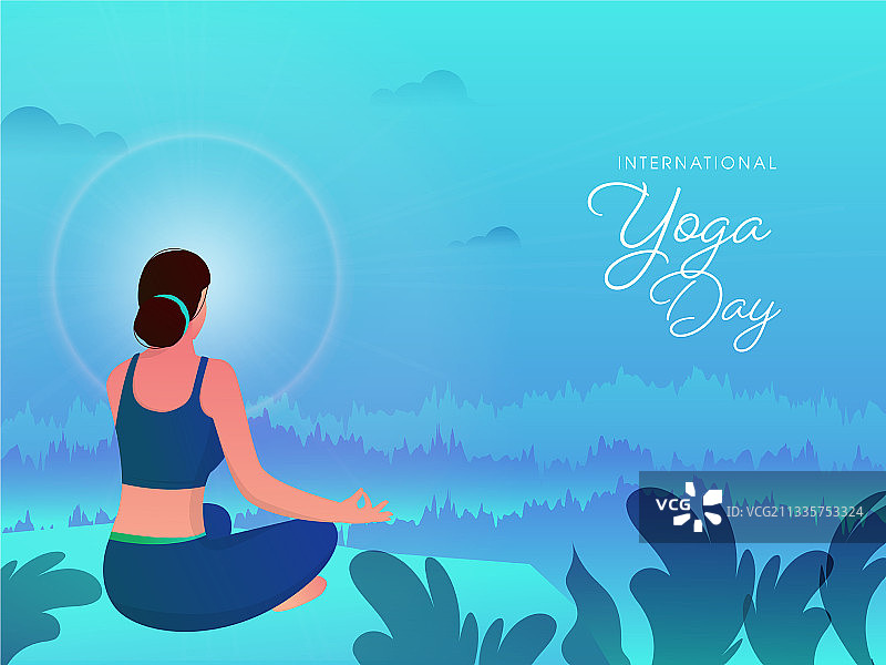 国际瑜伽日字体与背面图图片素材
