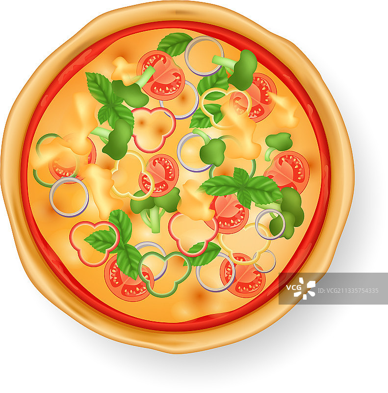 白色背景上的逼真披萨图片素材