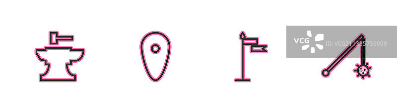 用于锻造锤中世纪的铁砧线稿图片素材