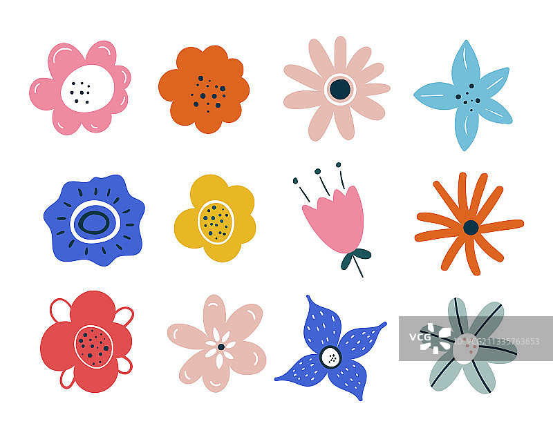 白色背景上的春夏季花卉素材图片素材