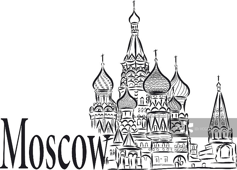 莫斯科素描：圣瓦西里大教堂图片素材