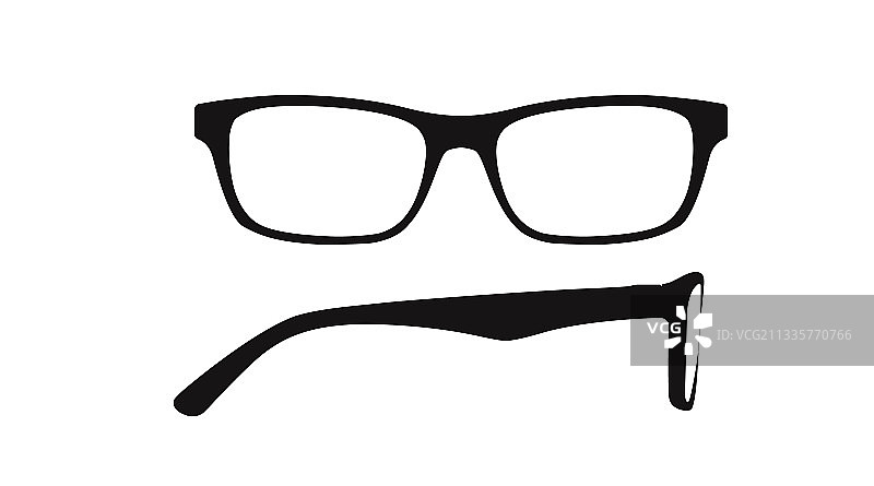 黑色眼镜框正面和侧面视图图片素材