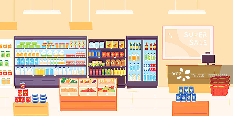 有食物的杂货店内部超市图片素材