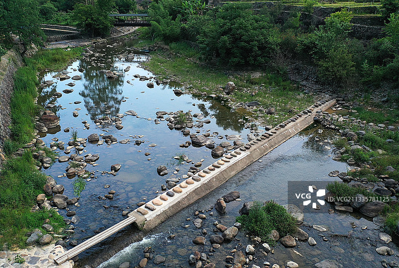 福建省龙岩市福建土楼永定景区南溪土楼群振福楼航拍图片素材