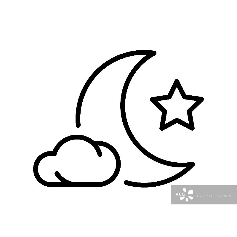 简约单色新月星云组合图片素材