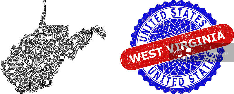 用于西弗吉尼亚州地图的音符图案图片素材