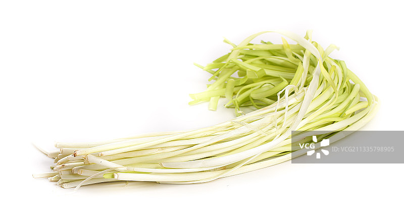 白底上放着新鲜韭黄图片素材