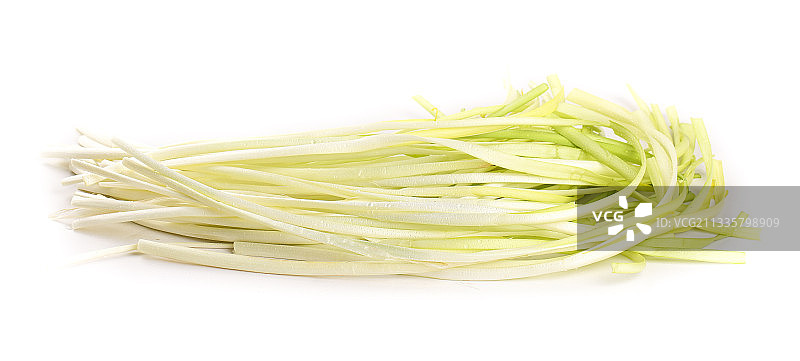 白底上放着新鲜韭黄图片素材