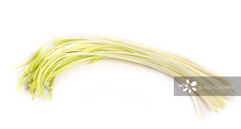 白底上放着新鲜韭黄图片素材