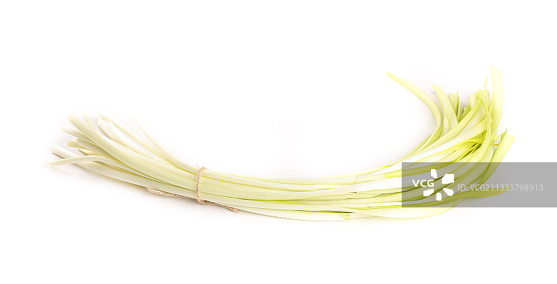 白底上放着新鲜韭黄图片素材