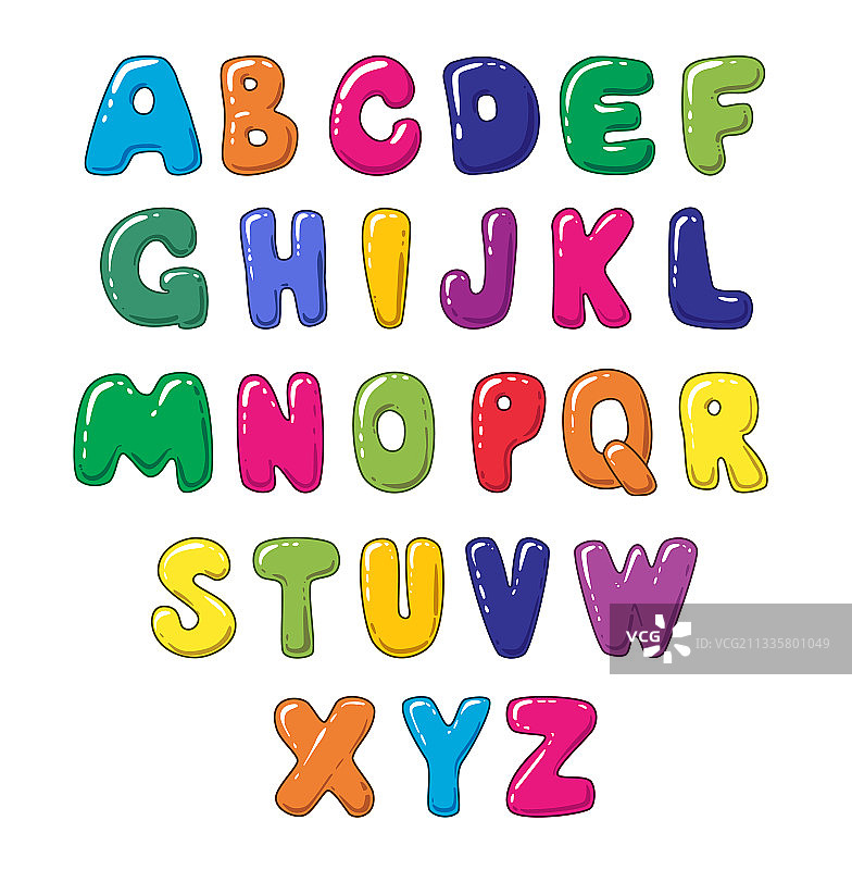 手绘卡通亮色字母图片素材