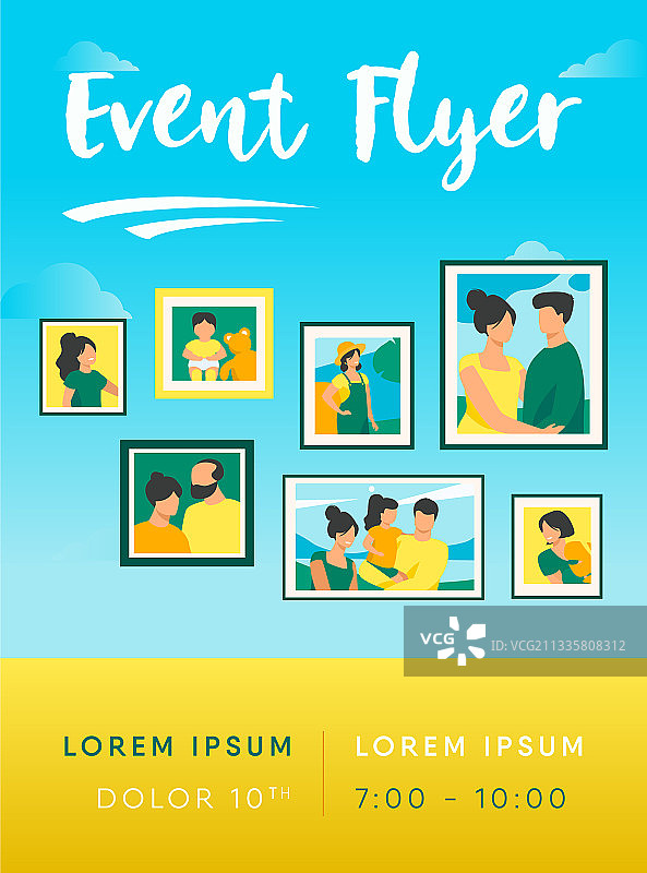 墙上相框里的家庭照片图片素材