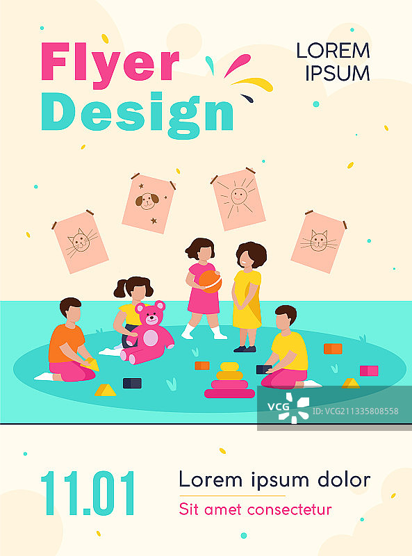 幼儿园里玩耍的多元化儿童群组图片素材