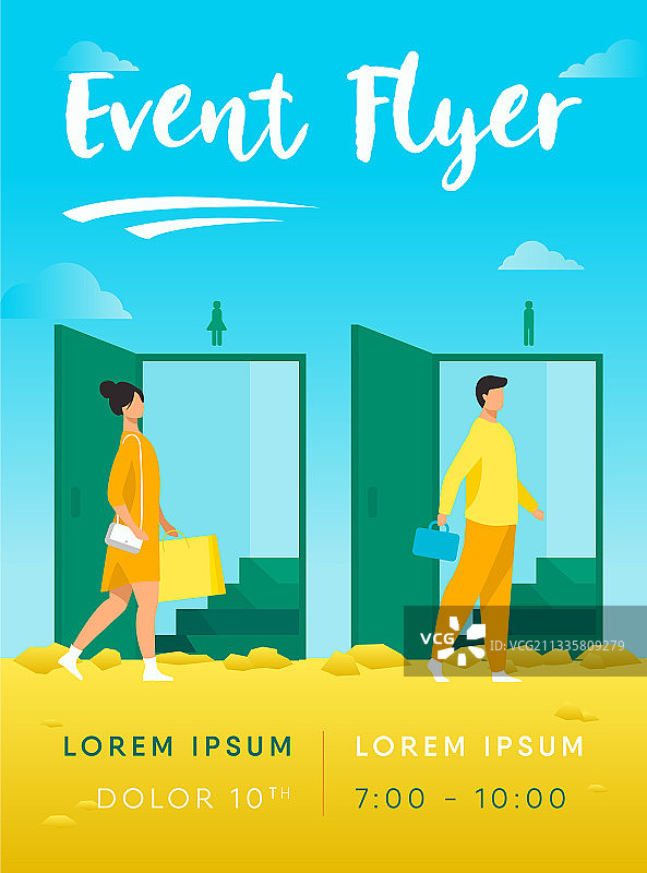 穿过门口的男女图片素材