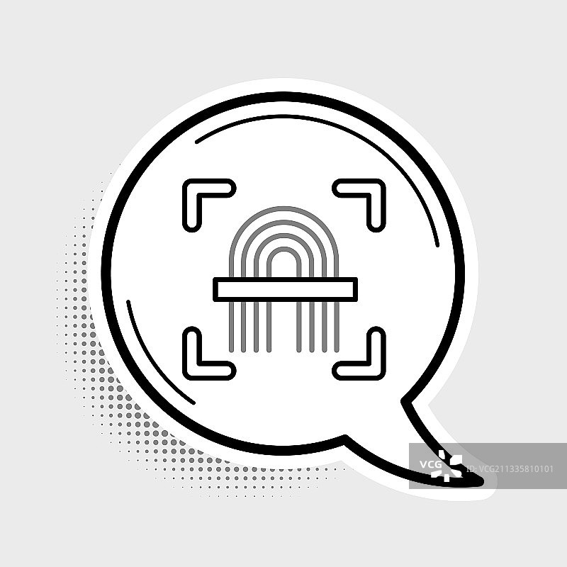 灰色背景上的指纹线性图标图片素材