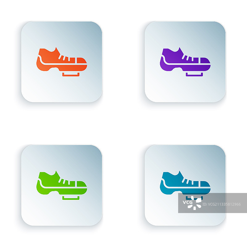 彩色铁人三项自行车鞋图标图片素材