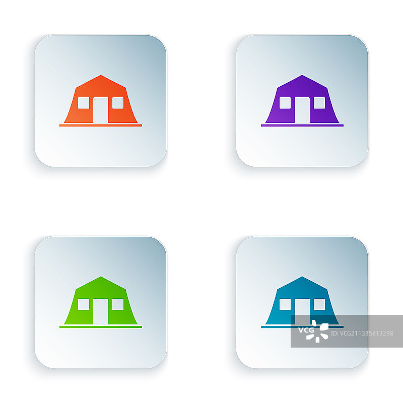 彩色军营站台图标图片素材