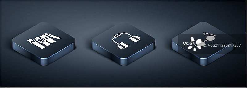 2.5D书籍眼镜和耳机图标素材图片素材