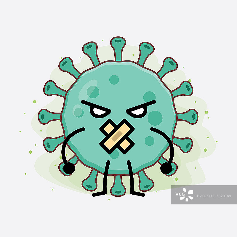 病毒可爱的角色与简单的脸和手图片素材