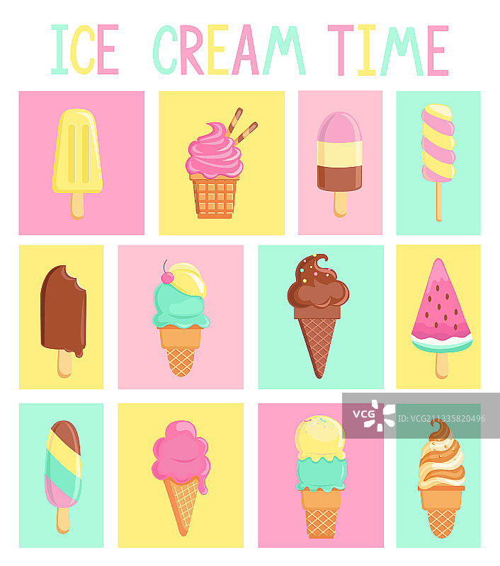 复古冰淇淋卡片 isolated 素材图片素材
