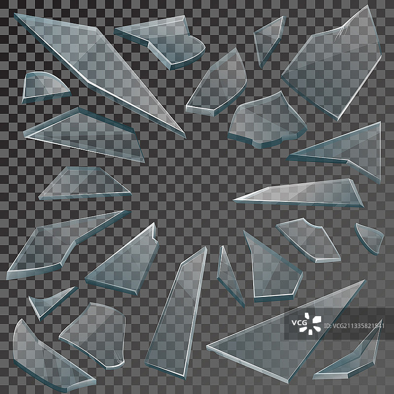 带透明效果的逼真碎玻璃片图片素材