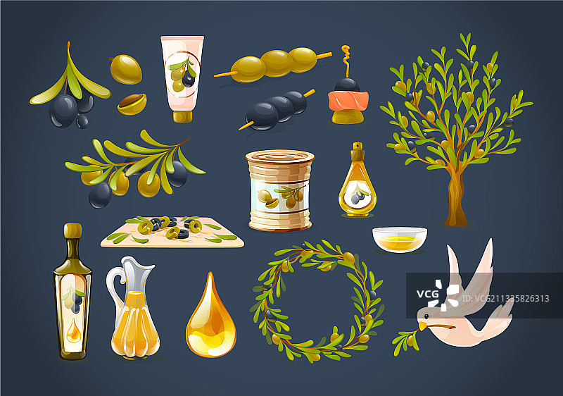 有机橄榄制品：黑橄榄和绿橄榄图片素材