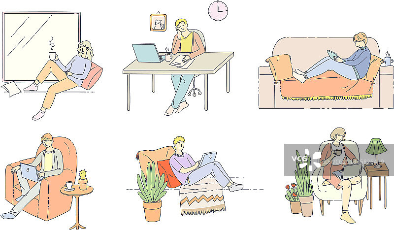 在家工作的自由职业者图片素材