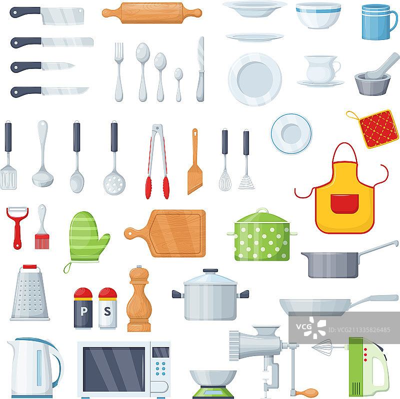 金属炊具和厨房用具图片素材