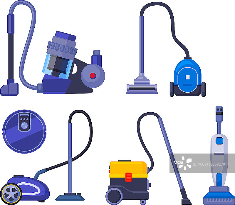 卡通吸尘器设备清洁套装图片素材